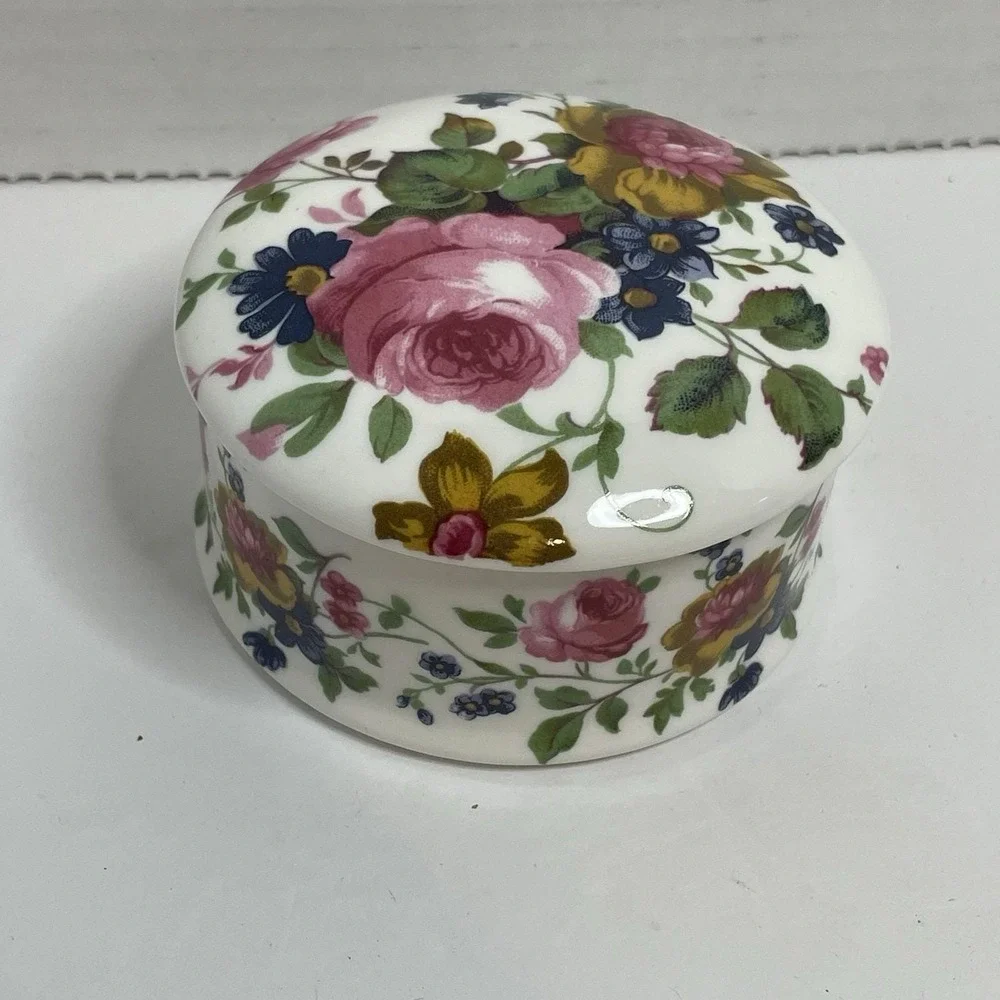 Trinket Dish Staffordshire Fine Bone China Made In England Jewelry Pink Roses
